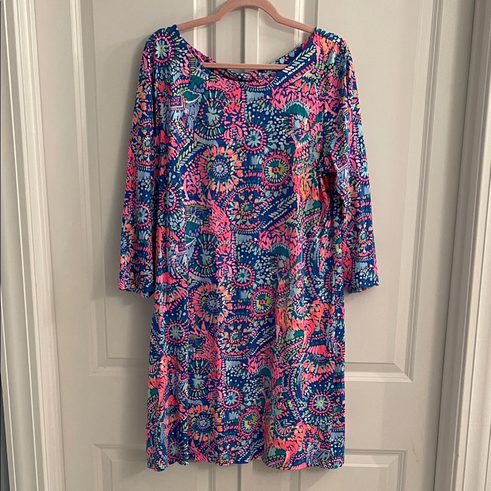 Lilly Pulitzer Blue and Pink Long Sleeve Dress